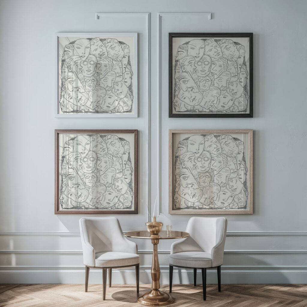 Blad met hoofden 1891 Leo Gestel framed posters mockup