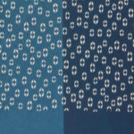 Blad met licht en donkerblauwe helften met uitgespaard hexagonaal motief 1974 1984 Unknown 8 mockup