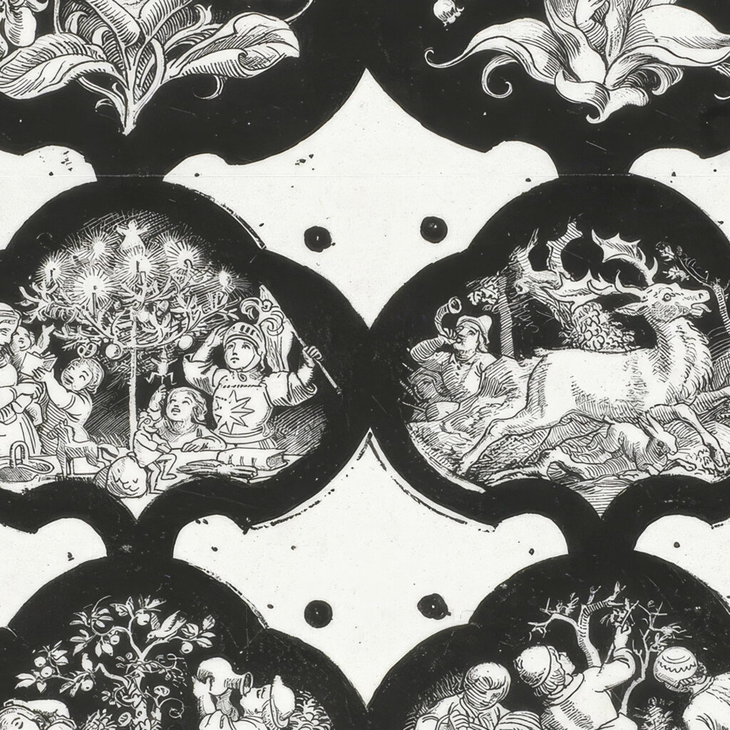 Blad met zeventien vignetten met verbeeldingen van de twaalf maanden en bloemen met meisjesgezichten 1830 Eugen Napoleon Neureuther 8 mockup