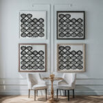 Blad met zeventien vignetten met verbeeldingen van de twaalf maanden en bloemen met meisjesgezichten 1830 Eugen Napoleon Neureuther framed posters mockup