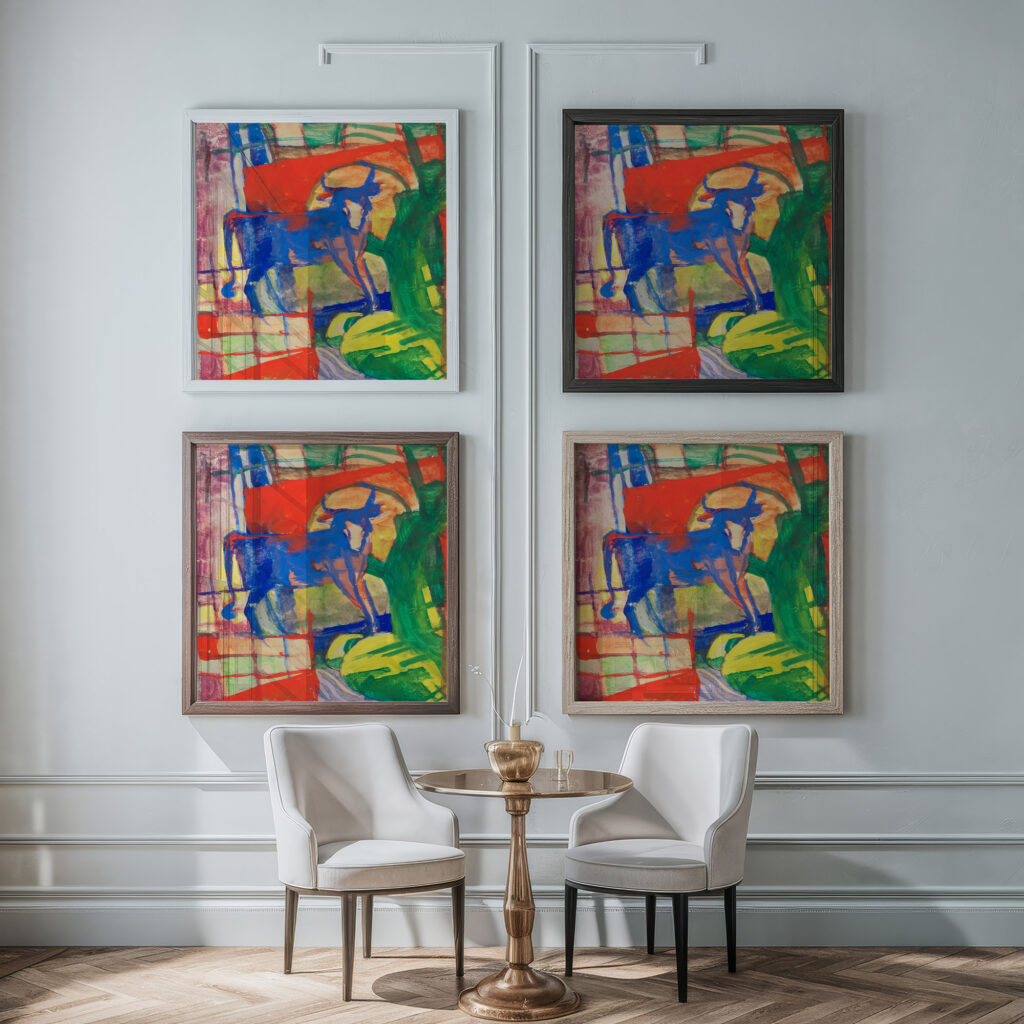Blaue Kuh 1913 1914 Franz Marc framed posters mockup