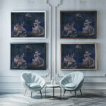 Blauwe marine Arie Van de Giessen framed posters mockup