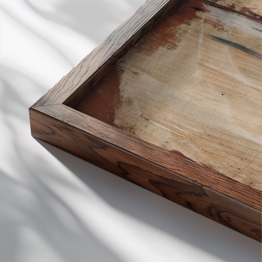 Blick in einen venezianischen Kanal Giovanni Boldini close up dark wood mockup