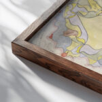 Bloemmotieven op een geel fond 1918 06 24 Theo Colenbrander close up dark wood mockup