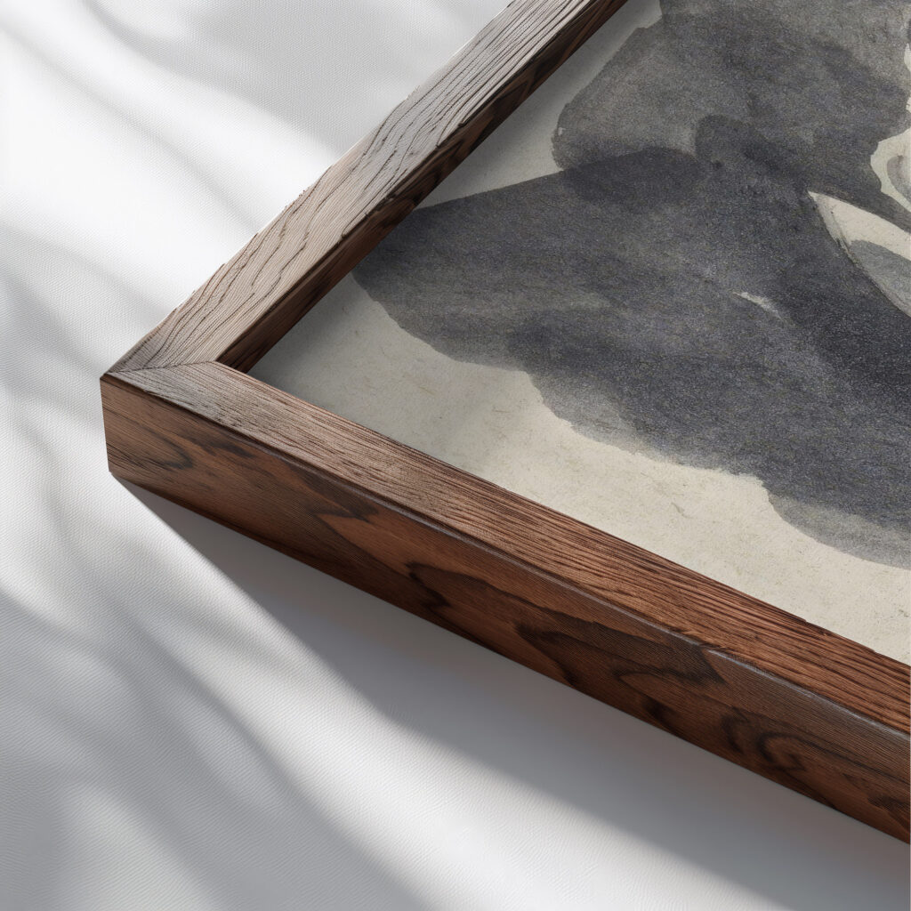 Bloemstudie 1874 Carel Adolph Lion Cachet close up dark wood mockup