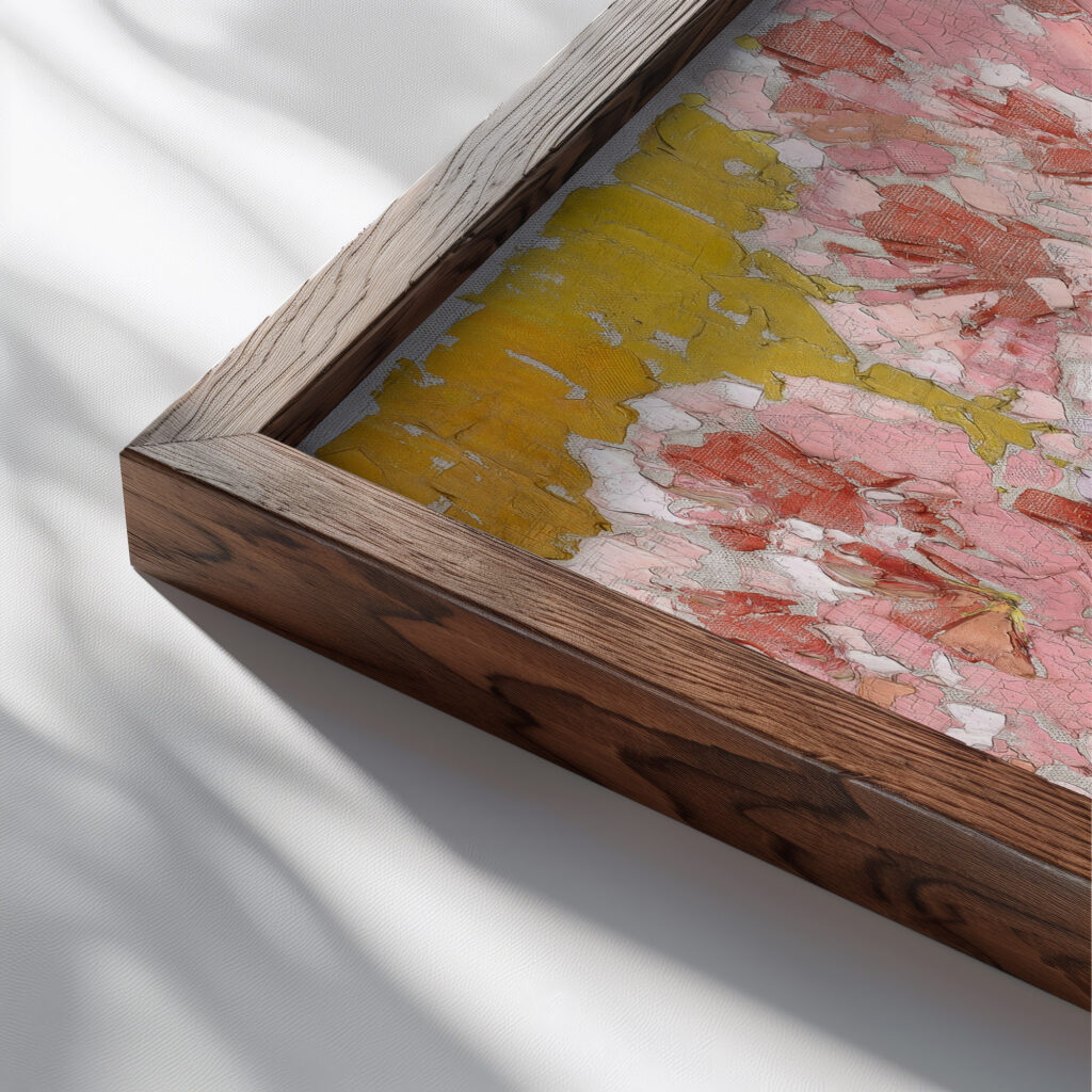 Blooming azaleas 1911 Augusto Giacometti close up dark wood mockup