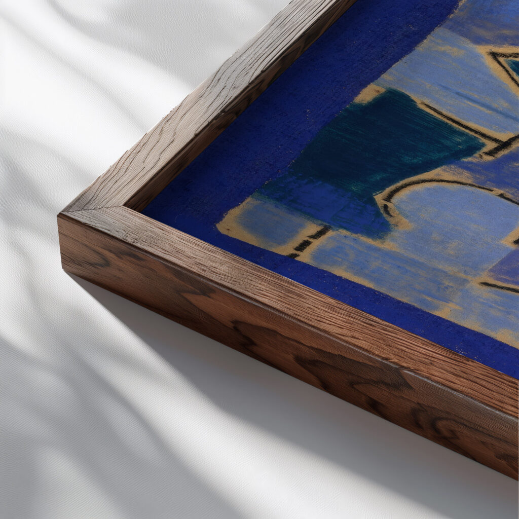 Blue night 1937 Paul Klee close up dark wood mockup