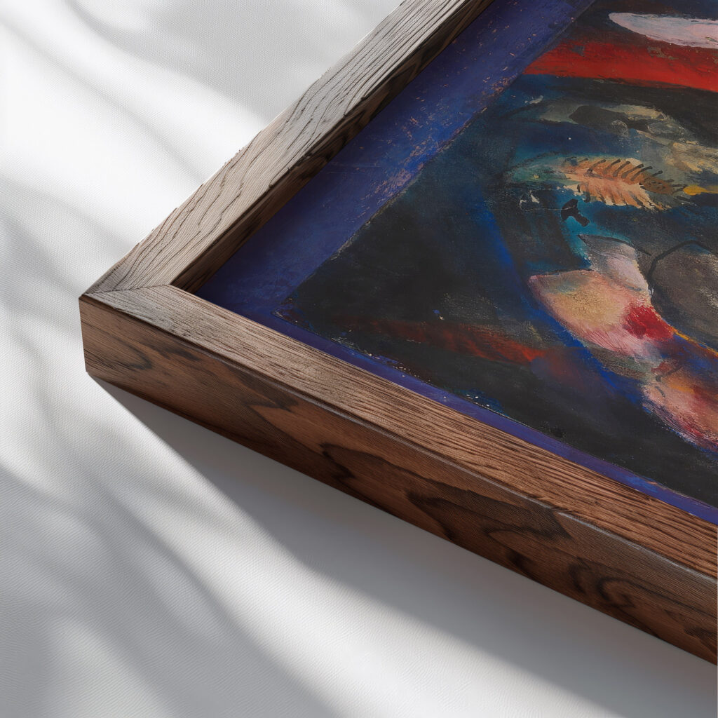 Bluhen 1920 Josef Eberz close up dark wood mockup