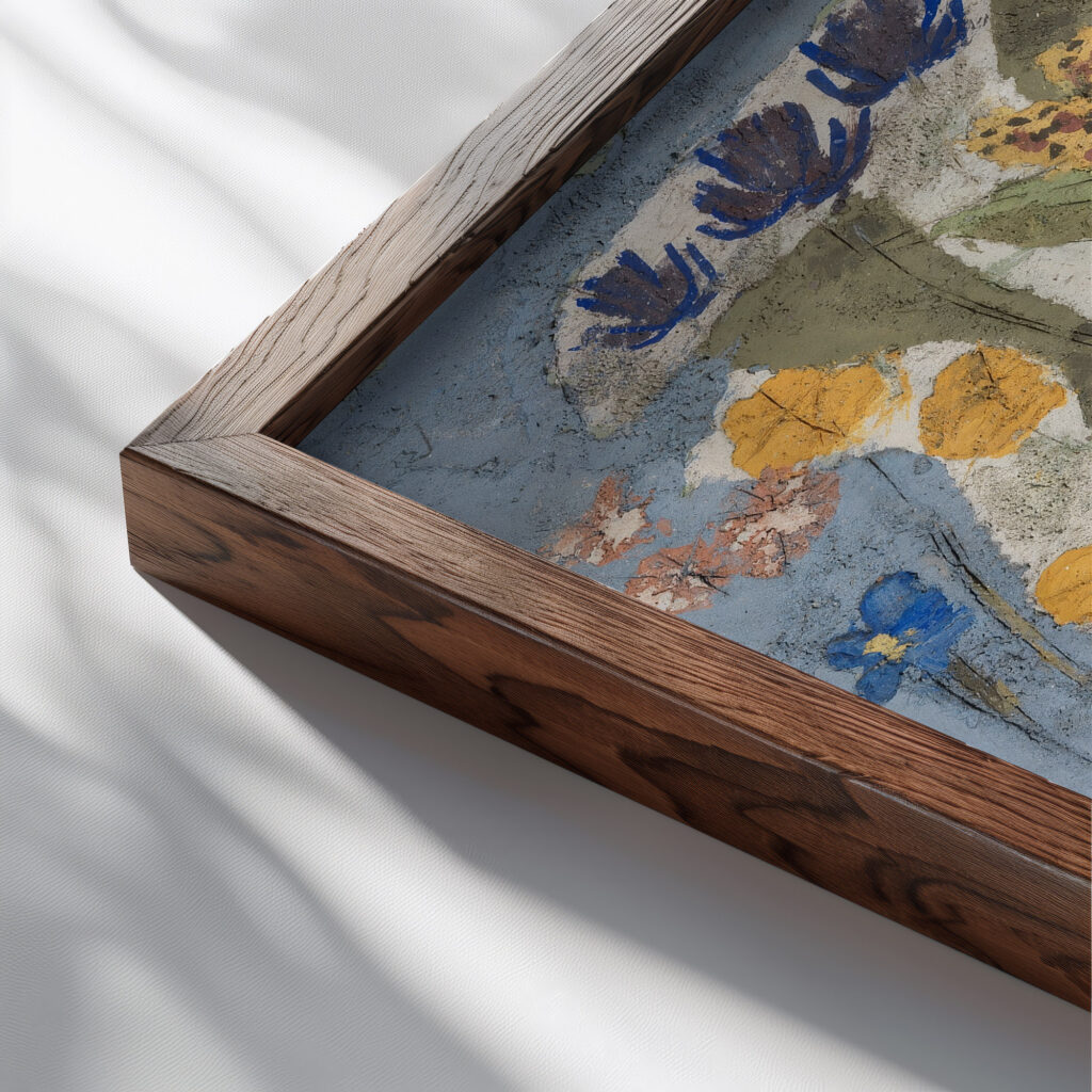 Blumen 1932 August Babberger close up dark wood mockup
