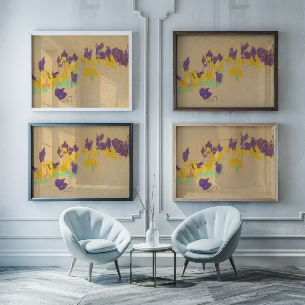 Blumen im Schlossgarten Krumau 1908 Egon Schiele framed posters mockup