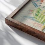 Blumenwiese mit Hausern Ernst Ludwig Kirchner close up dark wood mockup Blumenwiese mit Hausern Ernst Ludwig Kirchner close up dark wood mockup