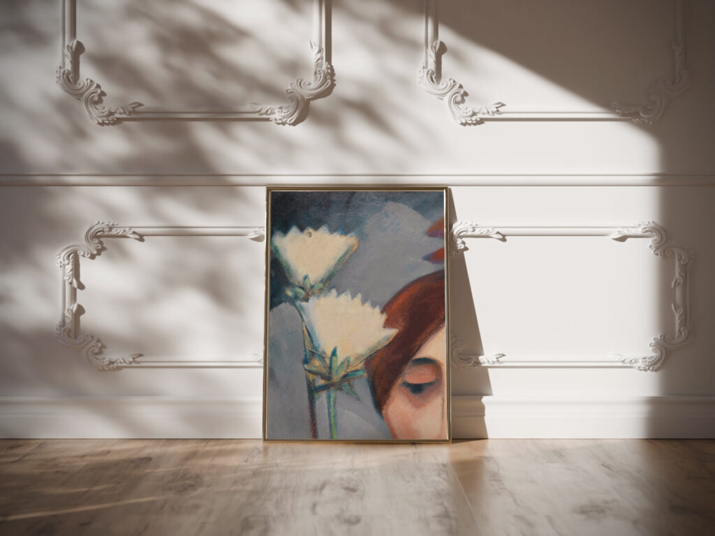 Bluten und weiblicher Kopf 1921 Dorothea Maetzel Johannsen video mockup
