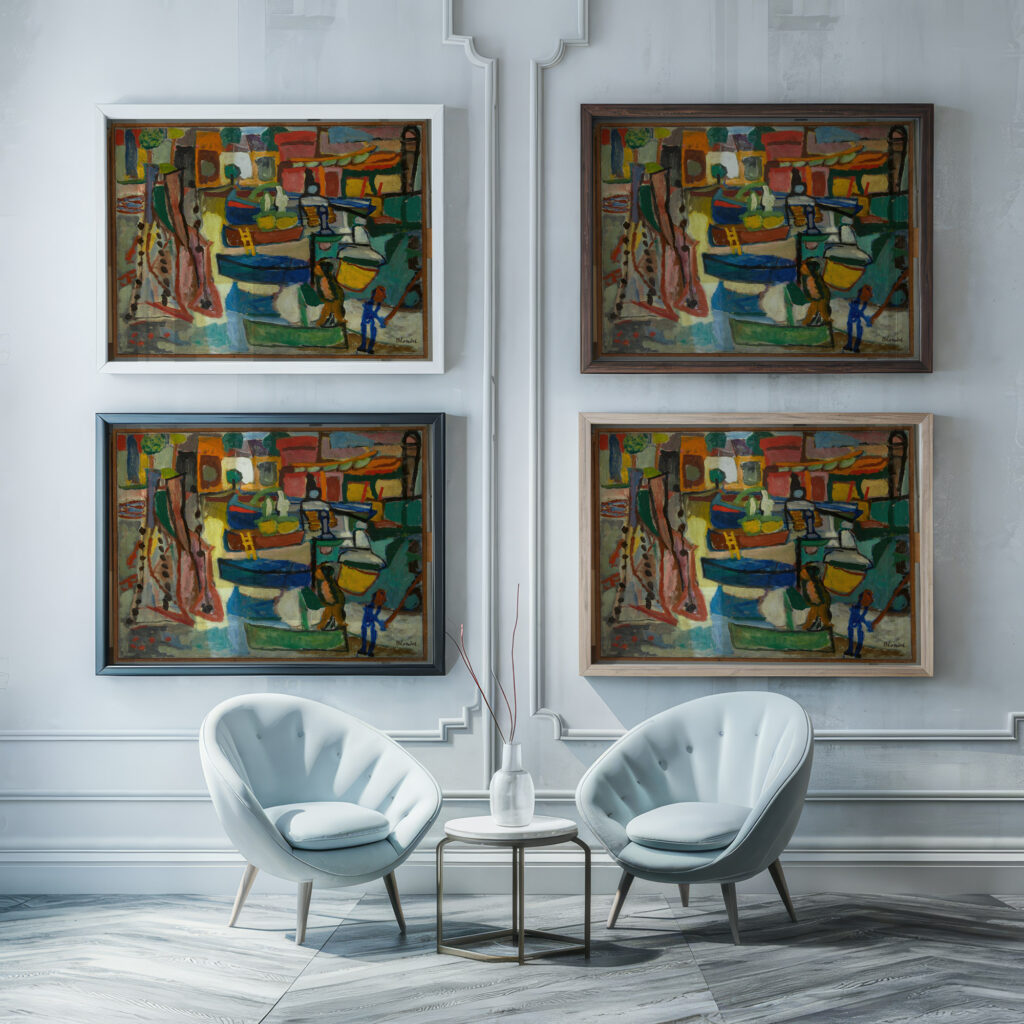 Boats at Collioure 1944 Sasza Blonder framed posters mockup