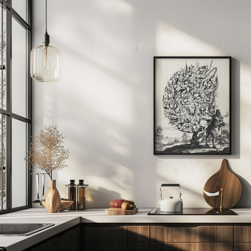 Boeket op rug van marskramer 1635 Isaac Briot 6 mockup