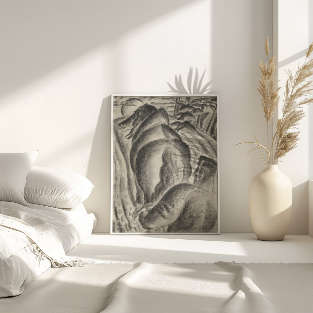 Boer met ploeg en trekpaard 1927 Leo Gestel 4 mockup