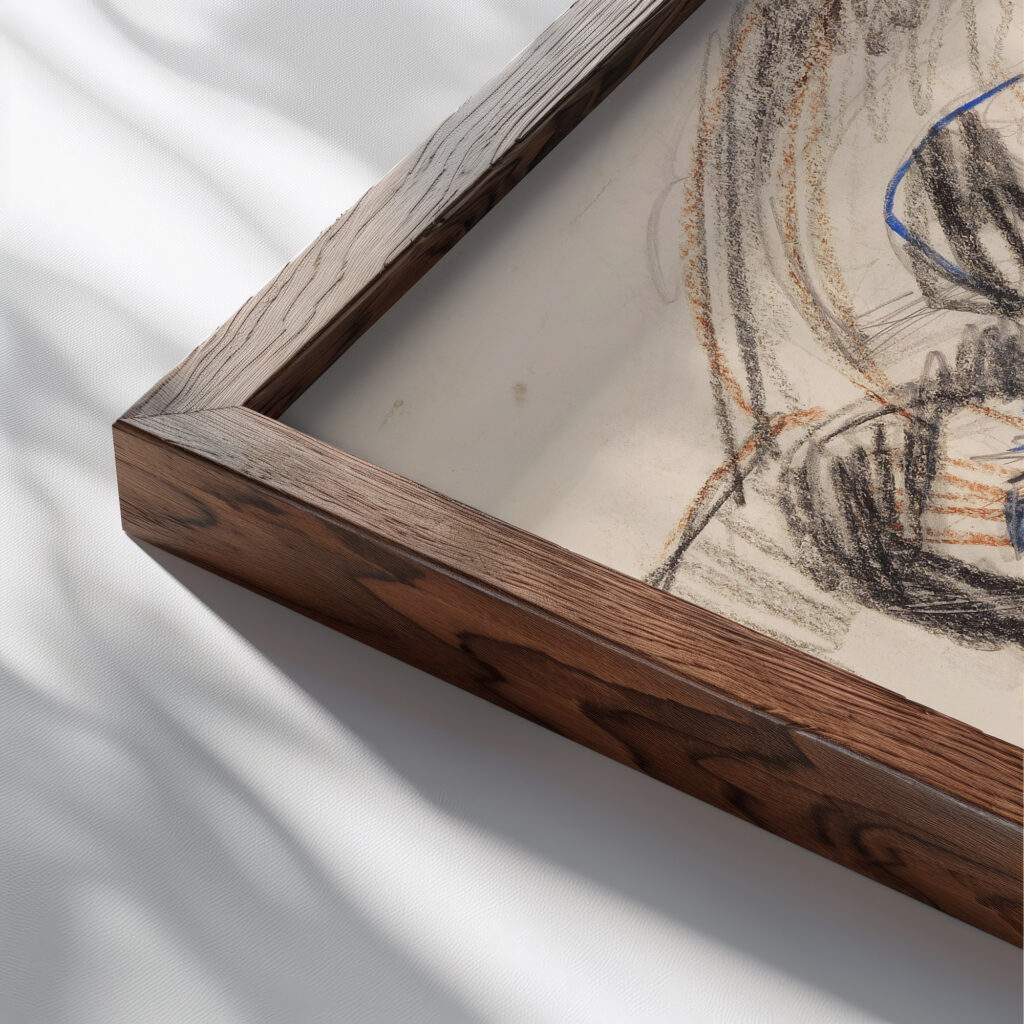 Bogenschutze 1920 Ernst Ludwig Kirchner close up dark wood mockup