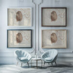 Bol omgeven door krullende lijnen 1892 Julie de Graag framed posters mockup