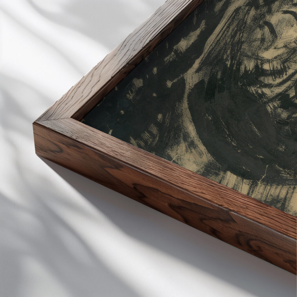 Bolest 1924–1927 Konstantin Bauer close up dark wood mockup