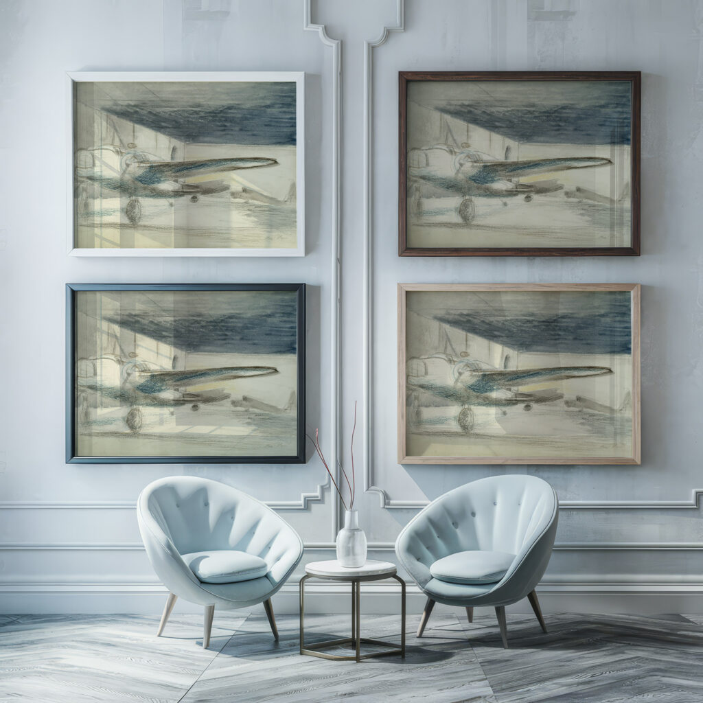 Bomber Lair 1940 Paul Nash framed posters mockup