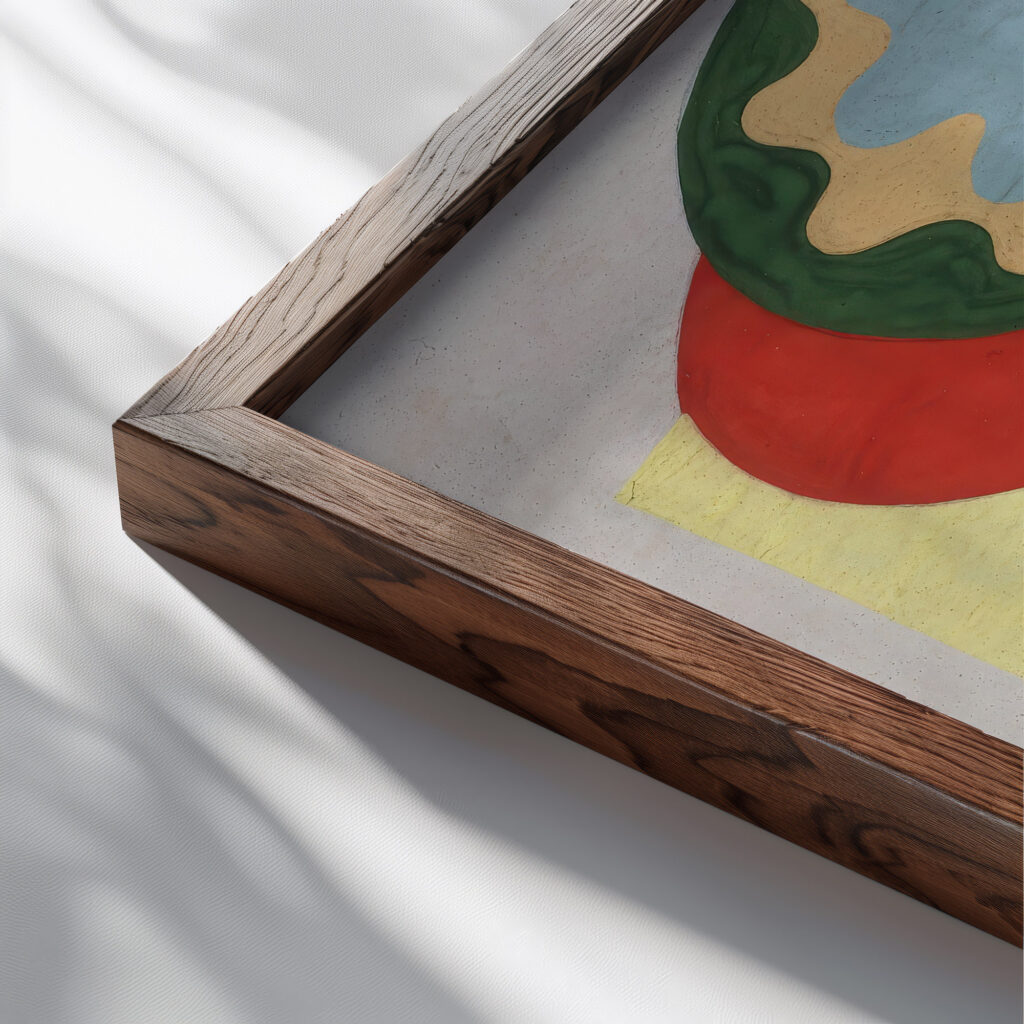 Bouquet de fleurs 1930 Georges Valmier close up dark wood mockup