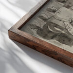 Brautliches Paar. August Babberger close up dark wood mockup