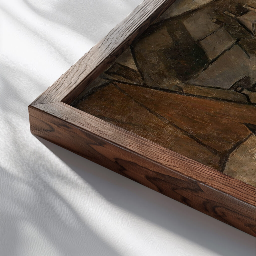 Breton landscape with a well 1913 Tadeusz Makowski close up dark wood mockup