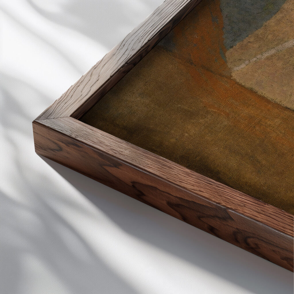 Bretonnes Dapres Paul Gauguin Ker Xavier Roussel close up dark wood mockup