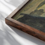 Bretons dans une barque Bretons in a Ferryboat 1889 Emile Bernard close up dark wood mockup