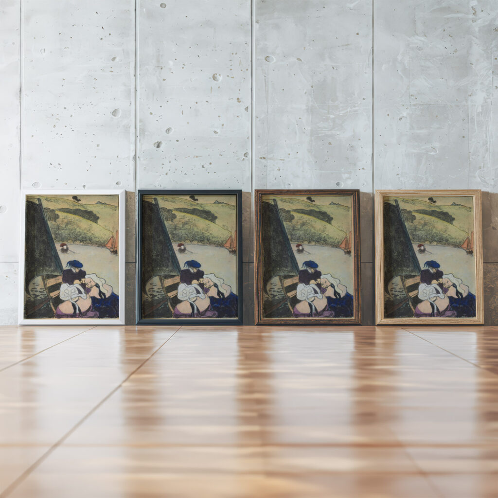 Bretons dans une barque Bretons in a Ferryboat 1889 Emile Bernard framed posters mockup