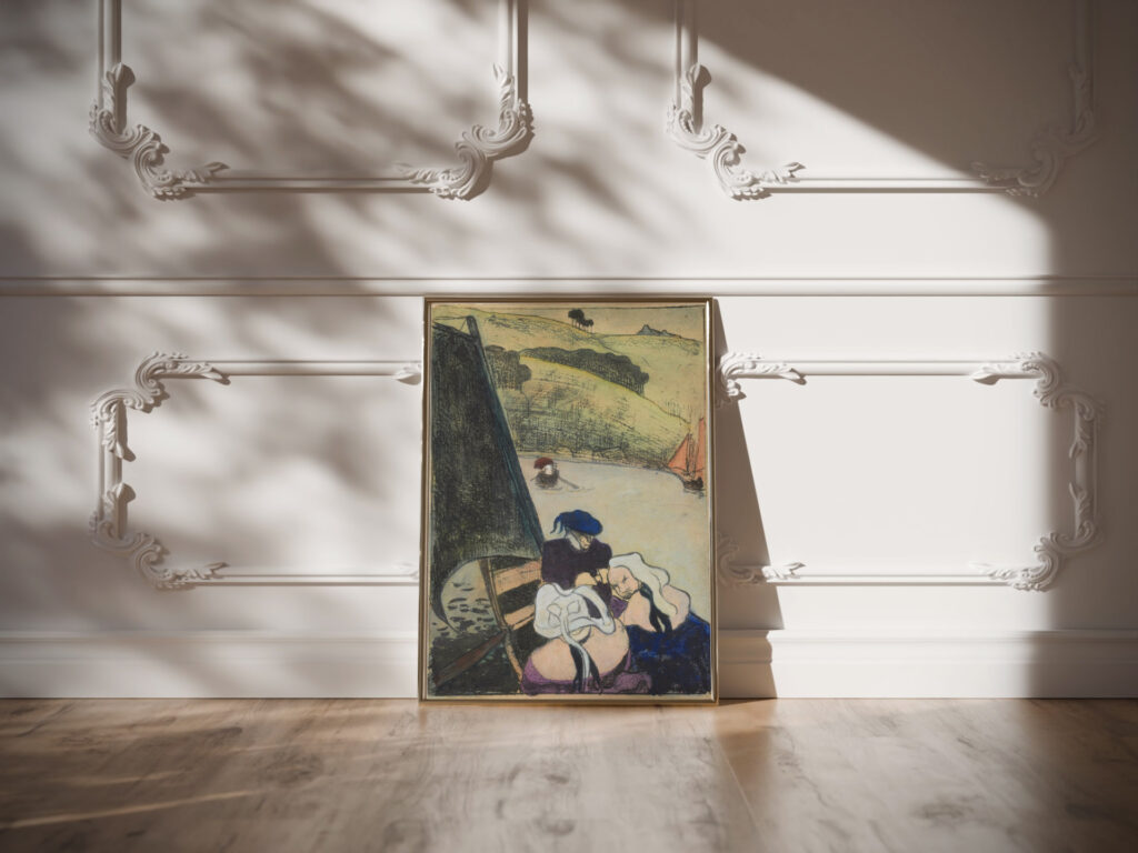 Bretons dans une barque Bretons in a Ferryboat 1889 Emile Bernard video mockup