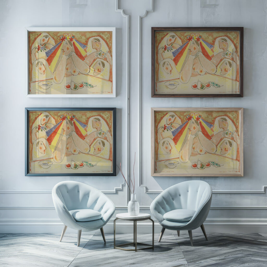 Bride Bride among Bridesmaids 1938 Mikulas Galanda framed posters mockup