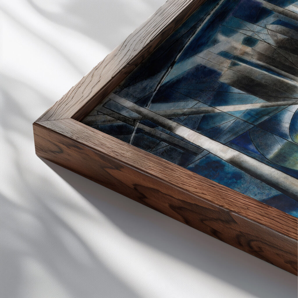Brooklyn Bridge 1919–20 Joseph Stella close up dark wood mockup