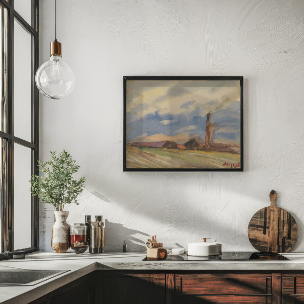 Brown Village View from the Fields 1931 Zolo Palugyay 6 mockup