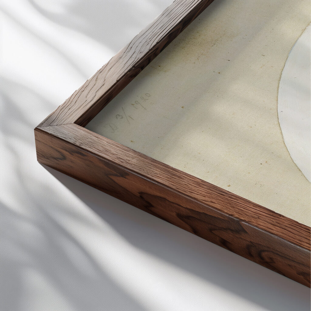 Buddhas Standpoint in the Earthly Life No. 3 1920 Hilma af Klint close up dark wood mockup