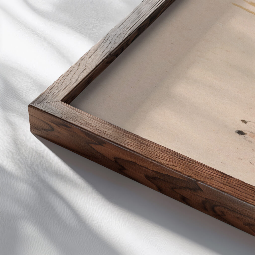 Building a Hayrick Peter DeWint close up dark wood mockup