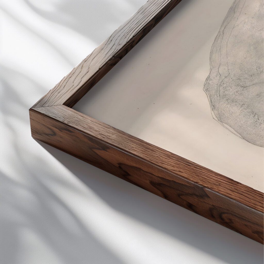 Bukkende naakte man 1924 Reijer Stolk close up dark wood mockup