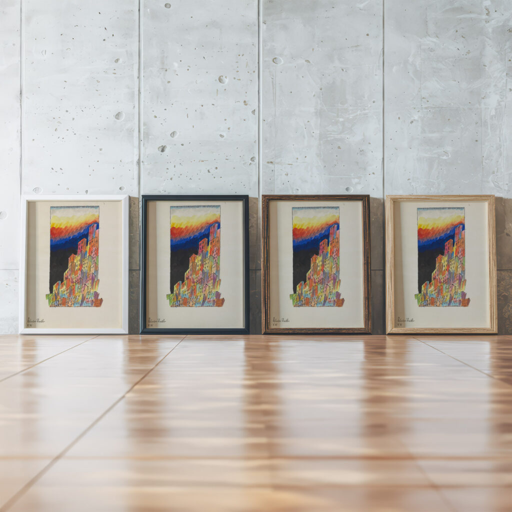 Bunte Stadt Graz 1924 Karl Wiener framed posters mockup