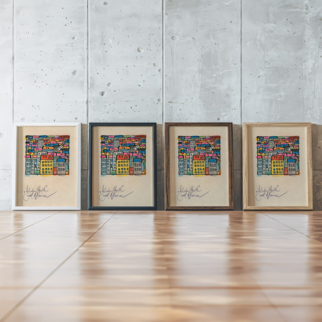 Bunte Stadt around 1923 Karl Wiener framed posters mockup