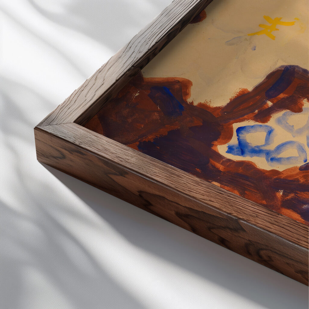 Bunter Sommerblumenstraus 1915 Christian Rohlfs close up dark wood mockup
