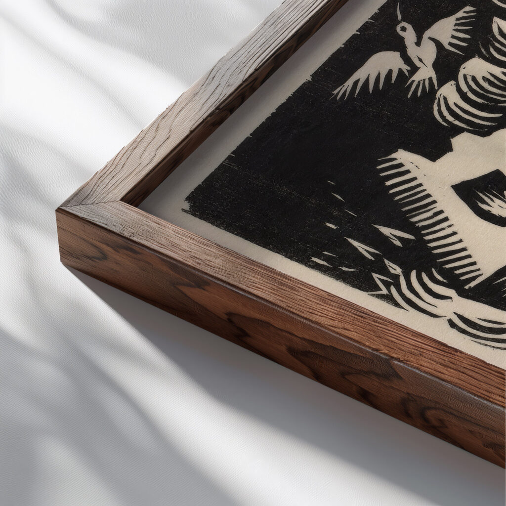 Burning House 1918 Maria Uhden close up dark wood mockup