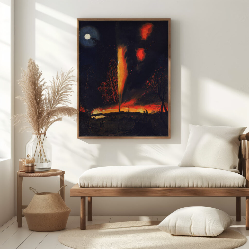 Burning Oil Well at Night near Rouseville Pennsylvania ca. 1861 James Hamilton 5 mockup