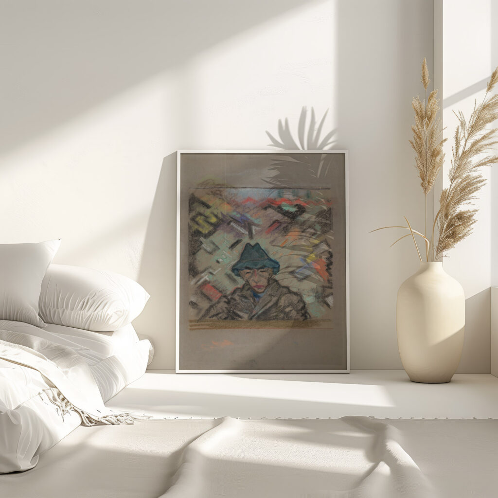 Bust of a Man in a Hat with Decorative Background 1937 Arnold Peter Weisz Kubincan 4 mockup