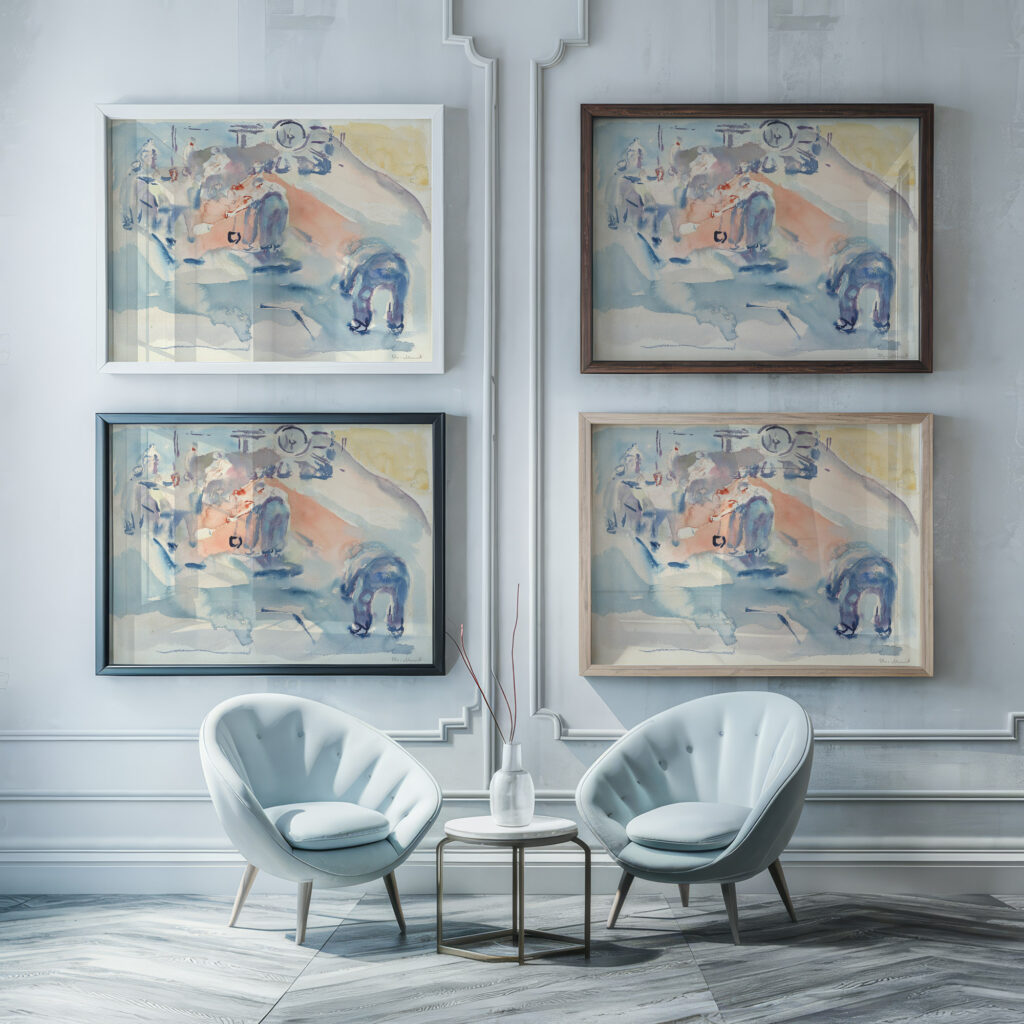 Bygningsarbeid 1919 1920 Edvard Munch framed posters mockup