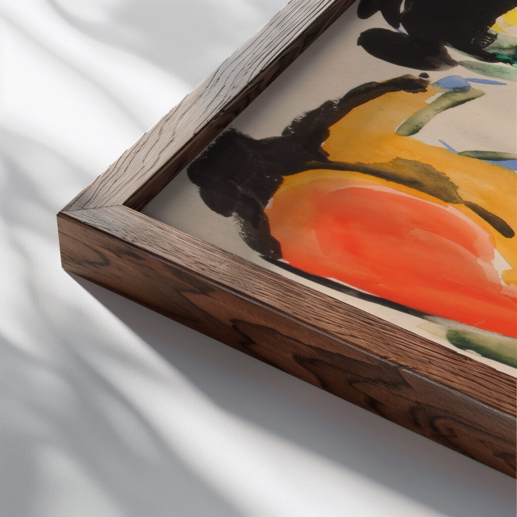 Calligraphic 2 Woman on Chair 1914 1918 Henry Lyman Sayen close up dark wood mockup