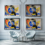 Calligraphic 2 Woman on Chair 1914 1918 Henry Lyman Sayen framed posters mockup