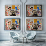 Calligraphic Interior ca. 1915 Henry Lyman Sayen framed posters mockup