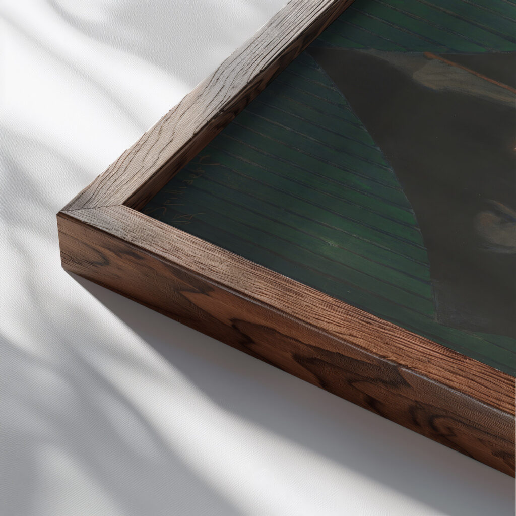 Calvarie en vagevuur te Oostende 1908 Leon Spilliaert close up dark wood mockup