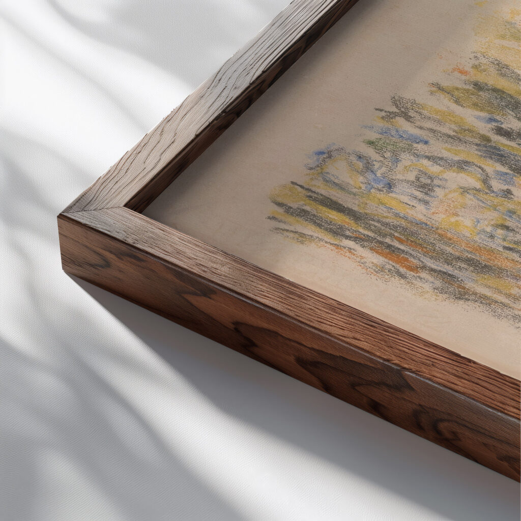 Canal with Bridge Jules Schmalzigaug close up dark wood mockup