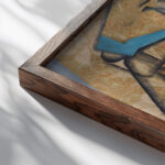 Carafe Cups and Glasses 1913 Juan Gris close up dark wood mockup