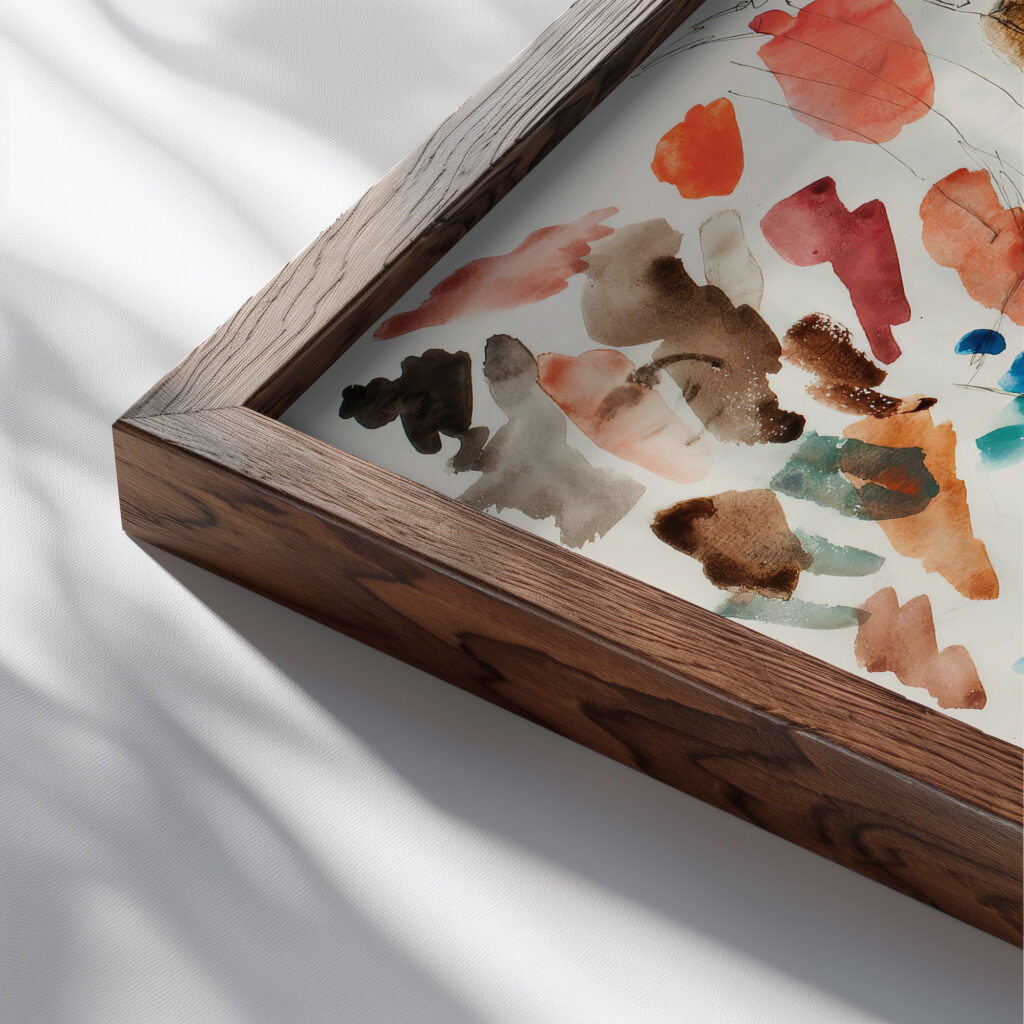 Caricatures Albert Edelfelt close up dark wood mockup